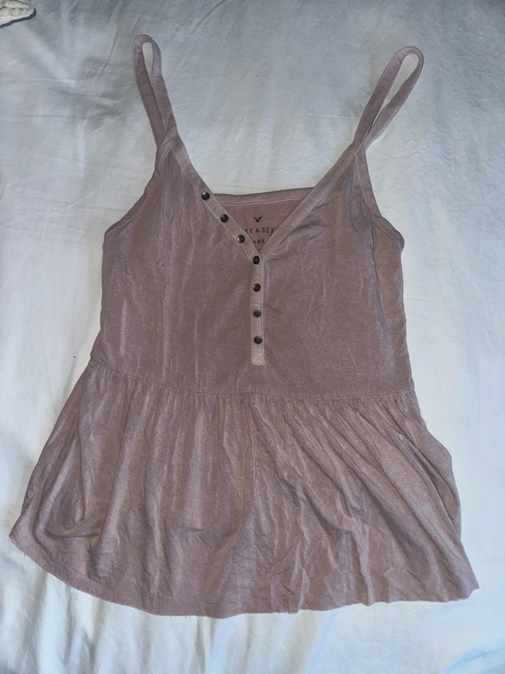 American Eagle Outfitters Mauve Button-Front Peplum Cami